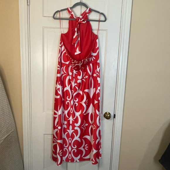 Joie Red & White Pattern Halter Midi Dress Women’s Size XL Tropical Resort NWT - Picture 7 of 10